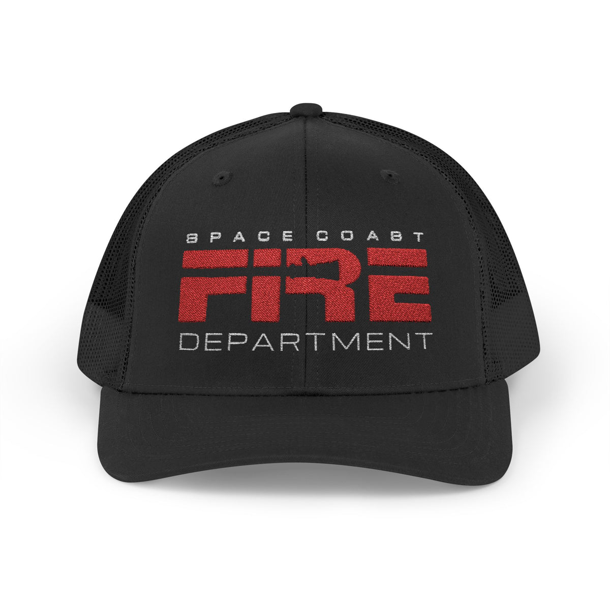 Space Coast Fire Department Trucker Hat, Embroidered Firefighter Cap, Space Center Fire Rescue Gift