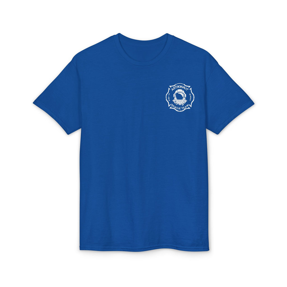 Astronaut Rescue Team Cotton-Poly DryBlend Tee, Firefighter Work Tee, Space Center Fire Rescue Shirt, Rocket Launch First Responder Gift