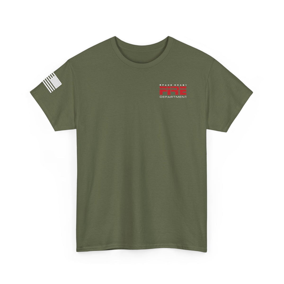 Space Center Fire Rescue Rocket Launch T-Shirt, American Flag Sleeve, Space Coast Fire Dept Firefighter Tee, First Responder Gift