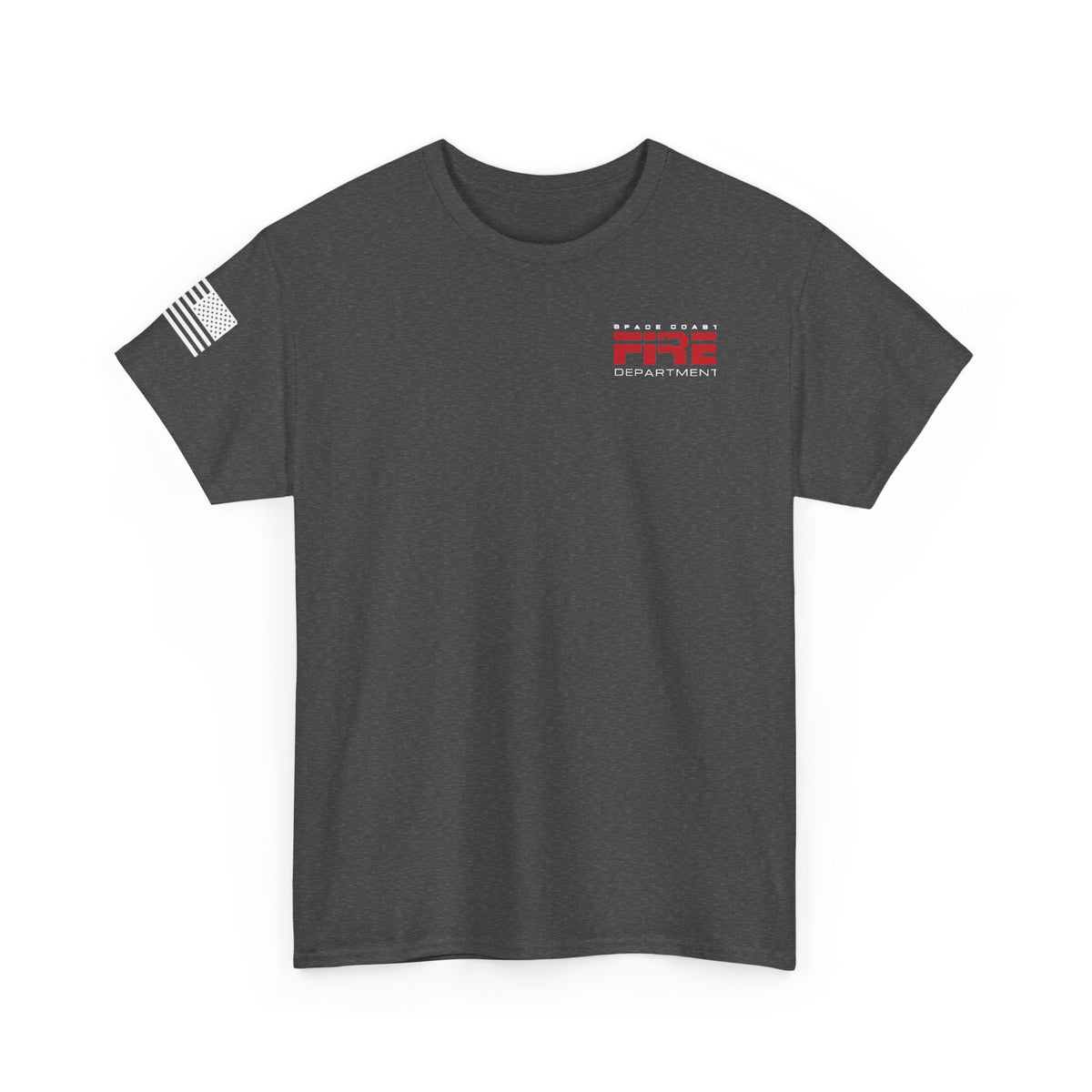 Space Center Fire Rescue Rocket Launch T-Shirt, American Flag Sleeve, Space Coast Fire Dept Firefighter Tee, First Responder Gift