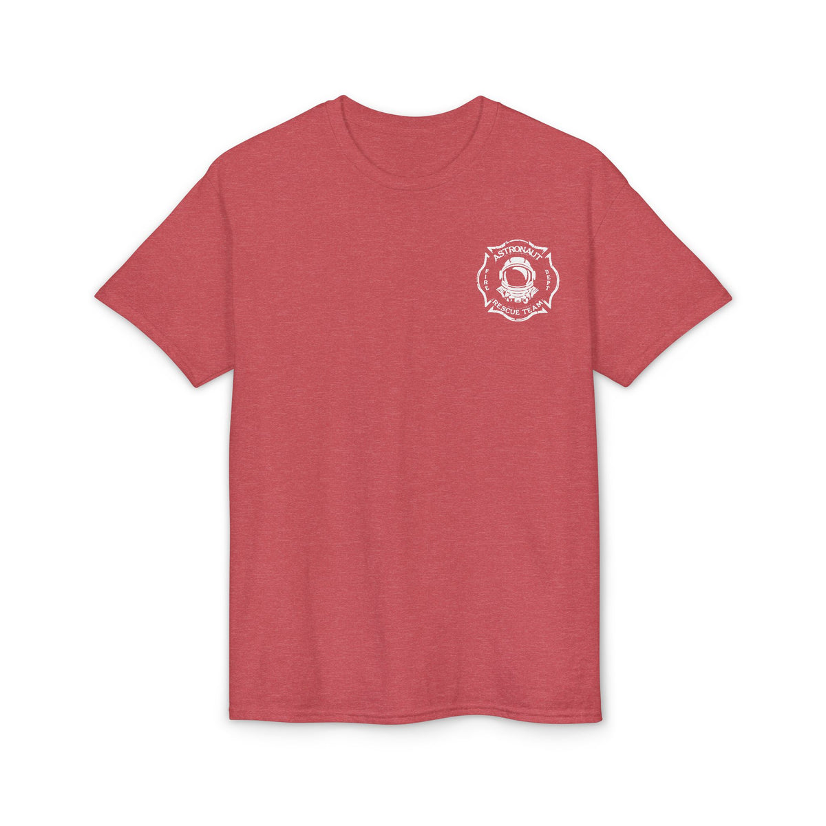 Astronaut Rescue Team Cotton-Poly DryBlend Tee, Firefighter Work Tee, Space Center Fire Rescue Shirt, Rocket Launch First Responder Gift