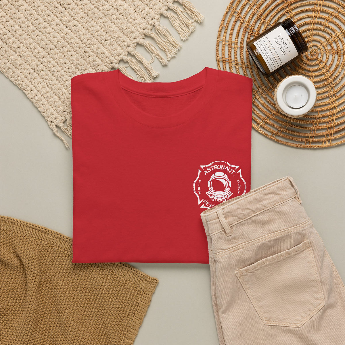 Astronaut Rescue Team 100% Cotton Tee, Durable Firefighter Work Tee, Space Center Fire Rescue Shirt, Rocket Launch First Responder Gift