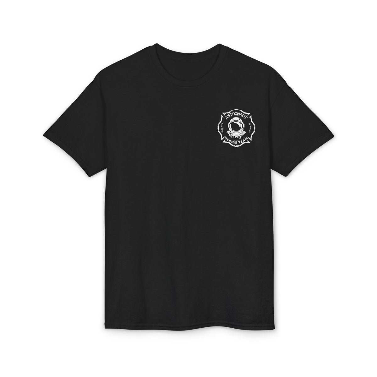 Astronaut Rescue Team Cotton-Poly DryBlend Tee, Firefighter Work Tee, Space Center Fire Rescue Shirt, Rocket Launch First Responder Gift