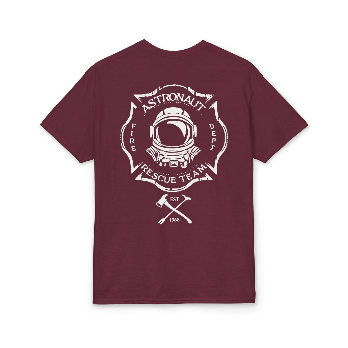 Astronaut Rescue Team Cotton-Poly DryBlend Tee, Firefighter Work Tee, Space Center Fire Rescue Shirt, Rocket Launch First Responder Gift