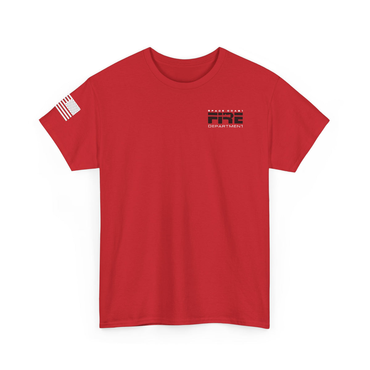 Space Center Fire Rescue Rocket Launch T-Shirt, American Flag Sleeve, Space Coast Fire Dept Firefighter Tee, First Responder Gift