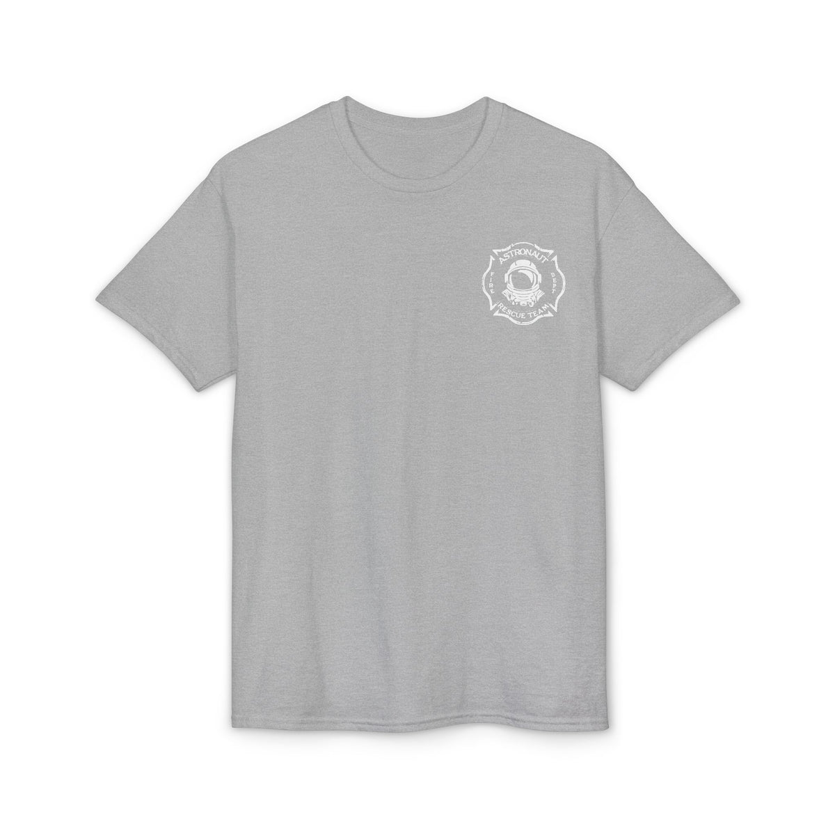 Astronaut Rescue Team Cotton-Poly DryBlend Tee, Firefighter Work Tee, Space Center Fire Rescue Shirt, Rocket Launch First Responder Gift
