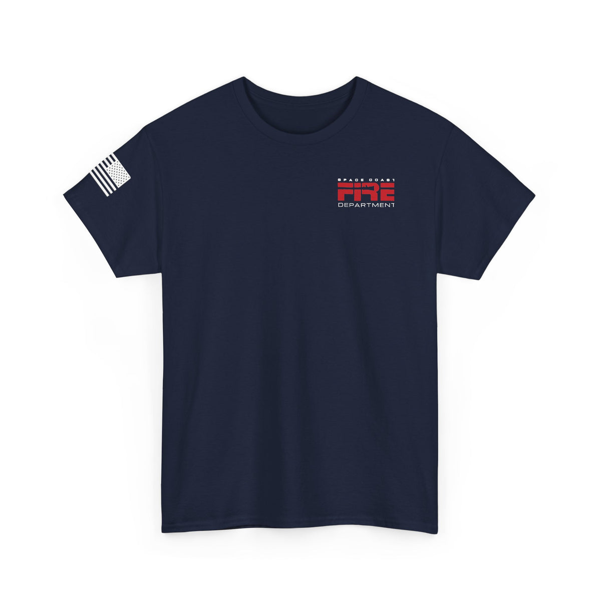 Space Center Fire Rescue Rocket Launch T-Shirt, American Flag Sleeve, Space Coast Fire Dept Firefighter Tee, First Responder Gift