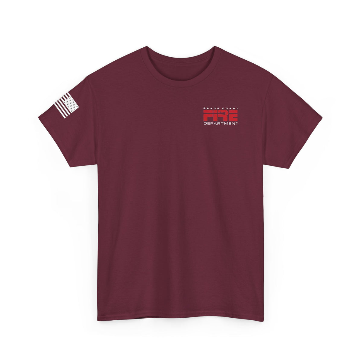 Space Center Fire Rescue Rocket Launch T-Shirt, American Flag Sleeve, Space Coast Fire Dept Firefighter Tee, First Responder Gift