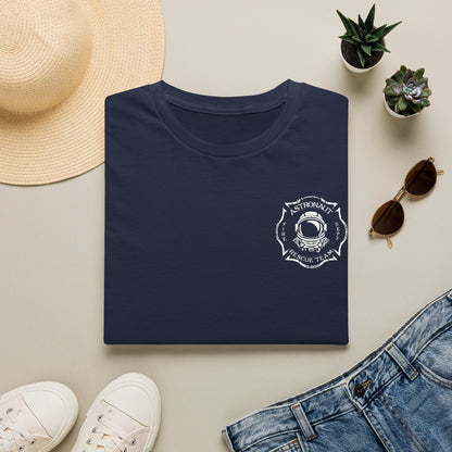 Astronaut Rescue Team Shirt, Soft Firefighter Space Tee, Maltese Cross Astronaut Helmet Graphic, Space Center Fire Rescue Gift