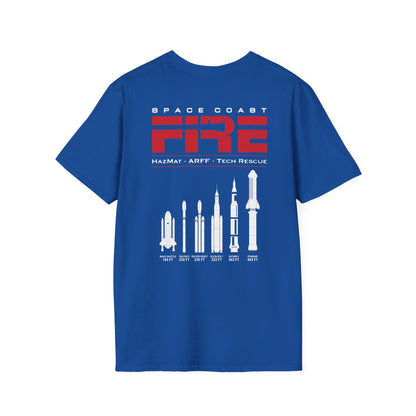Space Center Fire Rescue T-Shirt, Firefighter Rocket Launch Tee, Fire Dept Maltese Cross Shirt, Space Lover & First Responder Gift