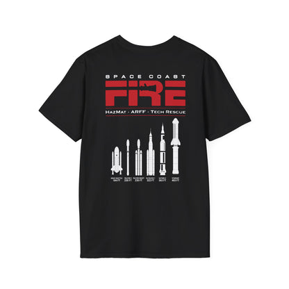 Space Center Fire Rescue T-Shirt, Firefighter Rocket Launch Tee, Fire Dept Maltese Cross Shirt, Space Lover & First Responder Gift