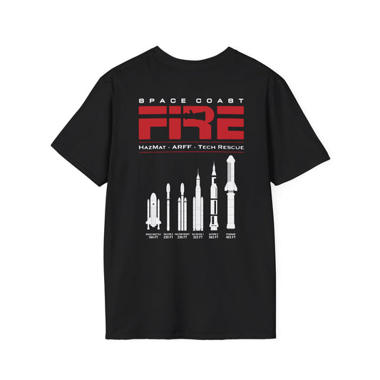 Space Center Fire Rescue T-Shirt, Firefighter Rocket Launch Tee, Fire Dept Maltese Cross Shirt, Space Lover & First Responder Gift