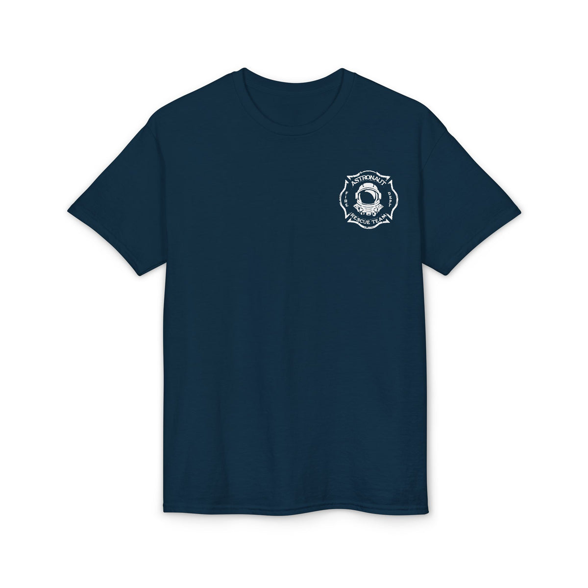 Astronaut Rescue Team Cotton-Poly DryBlend Tee, Firefighter Work Tee, Space Center Fire Rescue Shirt, Rocket Launch First Responder Gift
