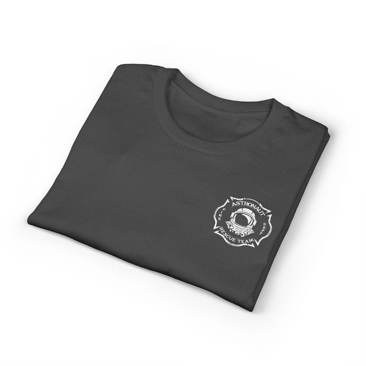Astronaut Rescue Team Cotton-Poly DryBlend Tee, Firefighter Work Tee, Space Center Fire Rescue Shirt, Rocket Launch First Responder Gift