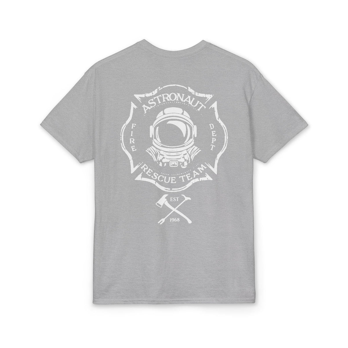 Astronaut Rescue Team Cotton-Poly DryBlend Tee, Firefighter Work Tee, Space Center Fire Rescue Shirt, Rocket Launch First Responder Gift