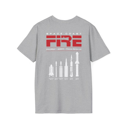 Space Center Fire Rescue T-Shirt, Firefighter Rocket Launch Tee, Fire Dept Maltese Cross Shirt, Space Lover & First Responder Gift