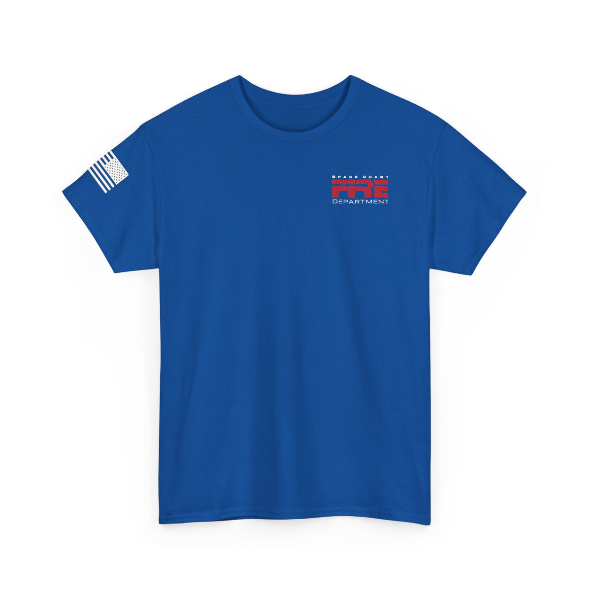 Space Center Fire Rescue Rocket Launch T-Shirt, American Flag Sleeve, Space Coast Fire Dept Firefighter Tee, First Responder Gift