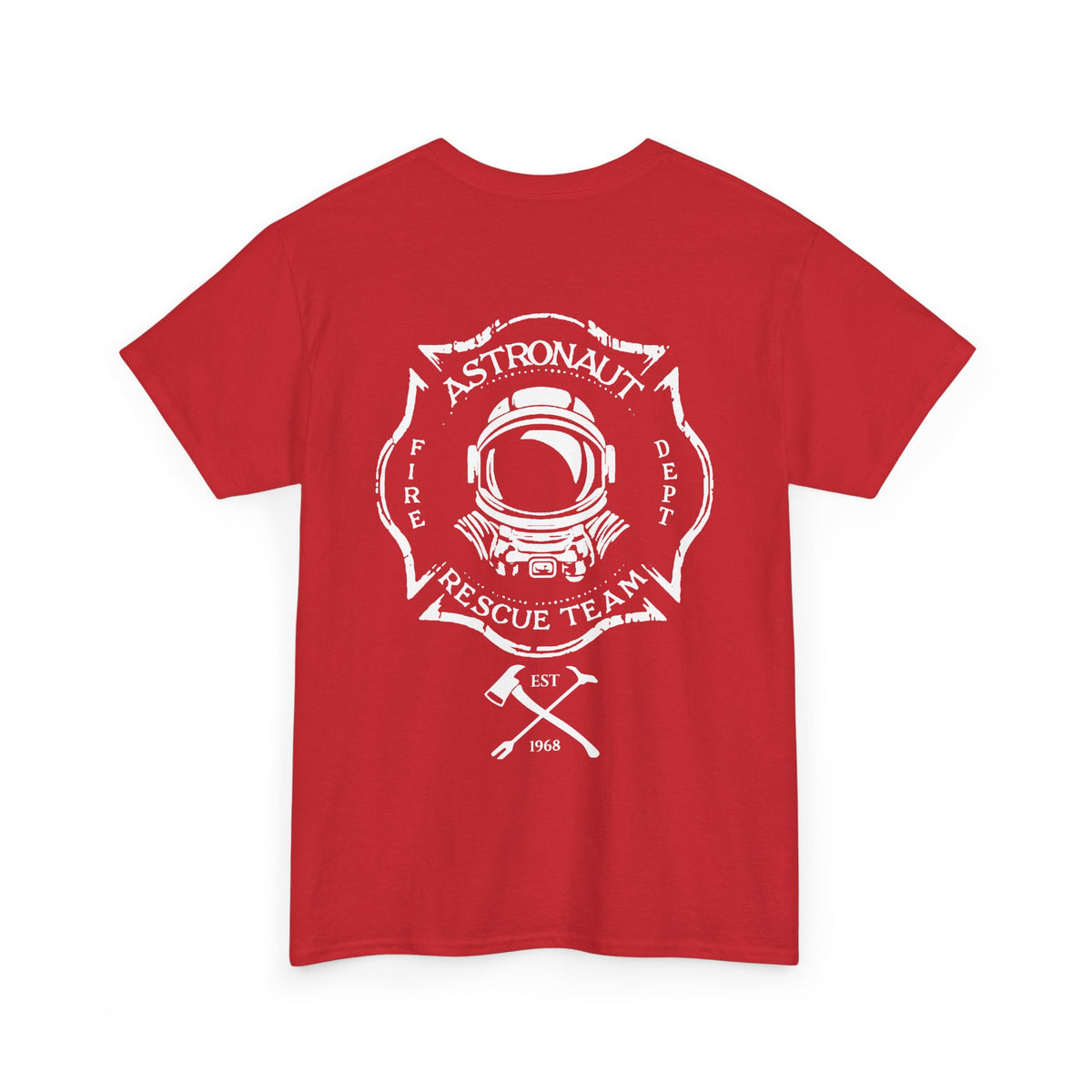 Astronaut Rescue Team 100% Cotton Tee, Durable Firefighter Work Tee, Space Center Fire Rescue Shirt, Rocket Launch First Responder Gift