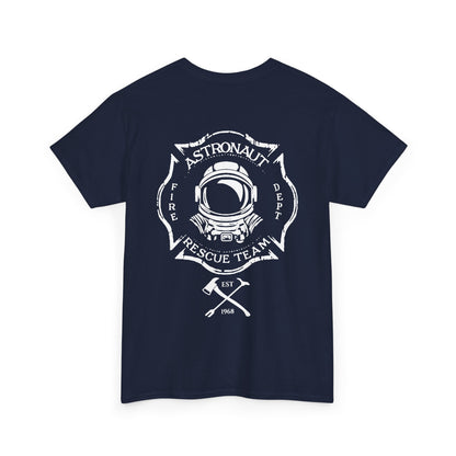 Astronaut Rescue Team 100% Cotton Tee, Durable Firefighter Work Tee, Space Center Fire Rescue Shirt, Rocket Launch First Responder Gift