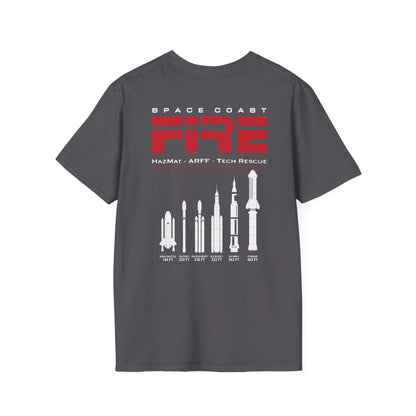 Space Center Fire Rescue T-Shirt, Firefighter Rocket Launch Tee, Fire Dept Maltese Cross Shirt, Space Lover & First Responder Gift