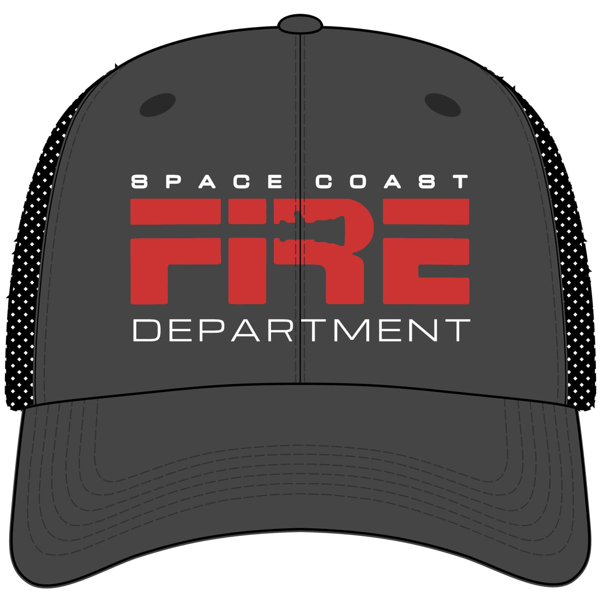 Space Coast Fire Department Flexfit Mesh Cap, Embroidered Firefighter Hat, Space Center Gift