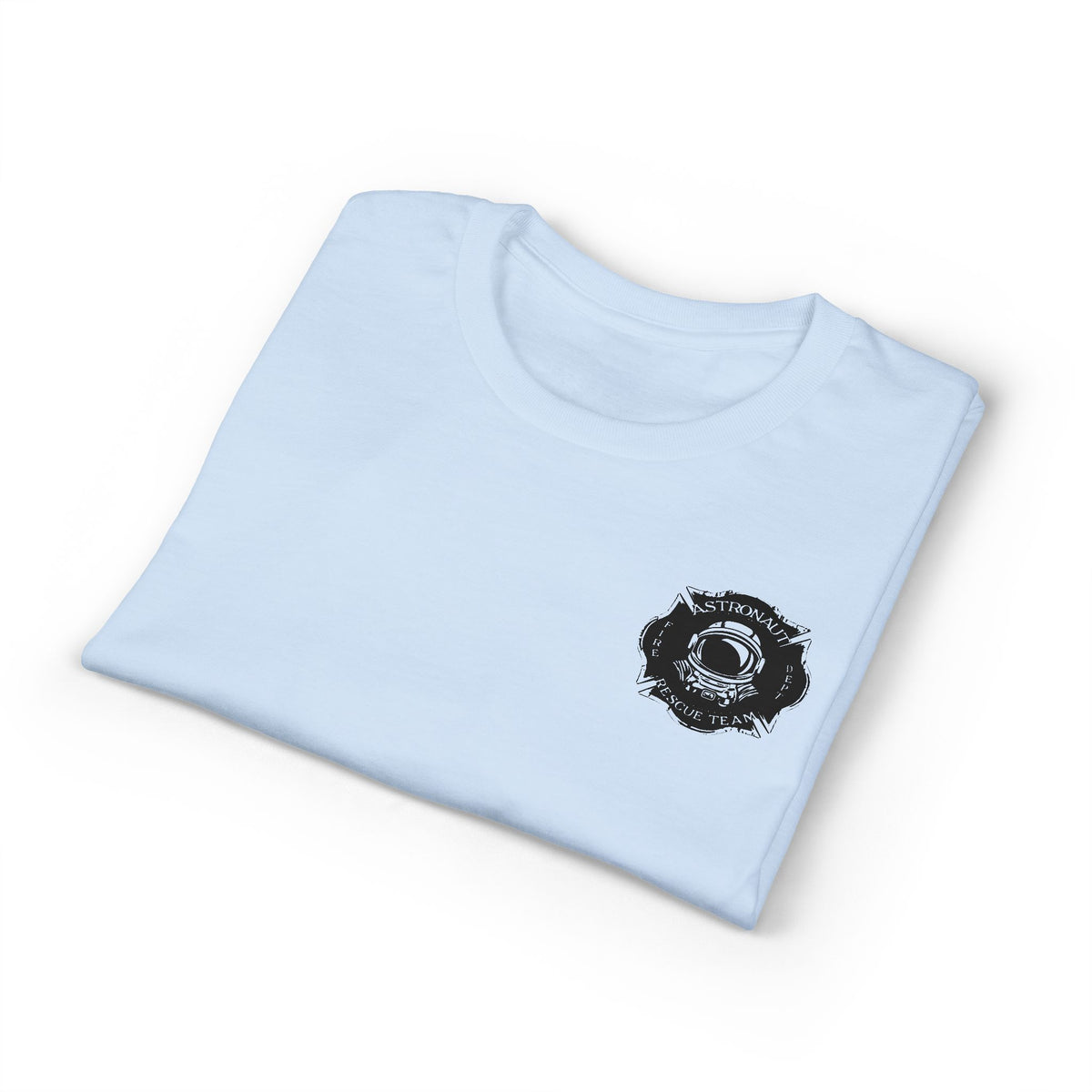 Astronaut Rescue Team Cotton-Poly DryBlend Tee, Firefighter Work Tee, Space Center Fire Rescue Shirt, Rocket Launch First Responder Gift