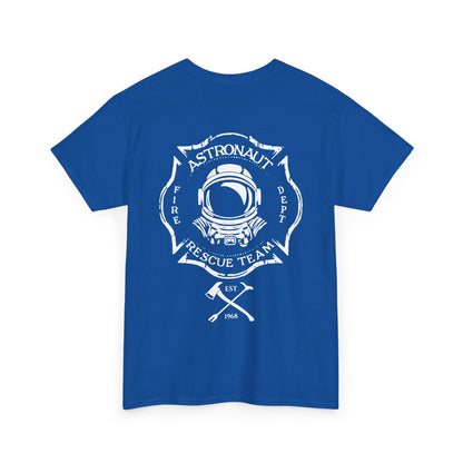 Astronaut Rescue Team 100% Cotton Tee, Durable Firefighter Work Tee, Space Center Fire Rescue Shirt, Rocket Launch First Responder Gift
