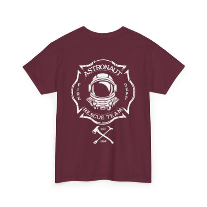 Astronaut Rescue Team 100% Cotton Tee, Durable Firefighter Work Tee, Space Center Fire Rescue Shirt, Rocket Launch First Responder Gift