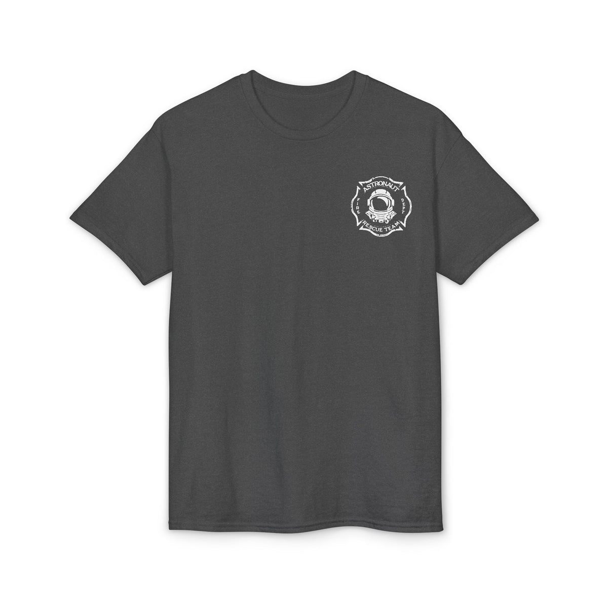 Astronaut Rescue Team Cotton-Poly DryBlend Tee, Firefighter Work Tee, Space Center Fire Rescue Shirt, Rocket Launch First Responder Gift