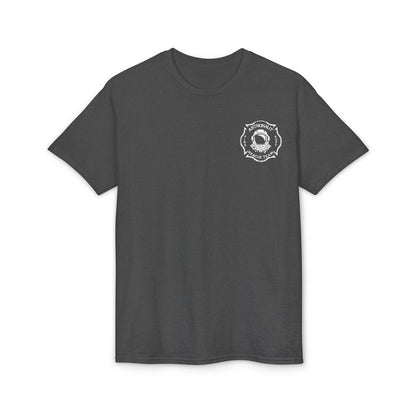 Astronaut Rescue Team Cotton-Poly DryBlend Tee, Firefighter Work Tee, Space Center Fire Rescue Shirt, Rocket Launch First Responder Gift