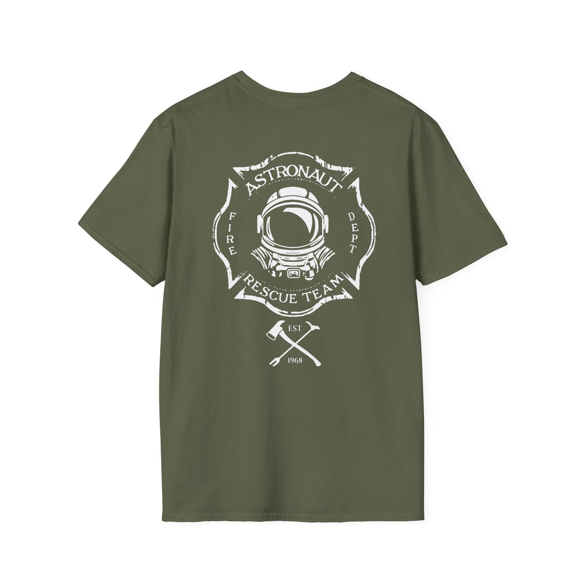 Astronaut Rescue Team Shirt, Soft Firefighter Space Tee, Maltese Cross Astronaut Helmet Graphic, Space Center Fire Rescue Gift