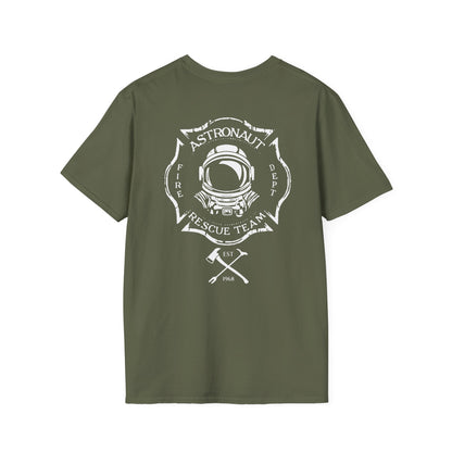 Astronaut Rescue Team Shirt, Soft Firefighter Space Tee, Maltese Cross Astronaut Helmet Graphic, Space Center Fire Rescue Gift