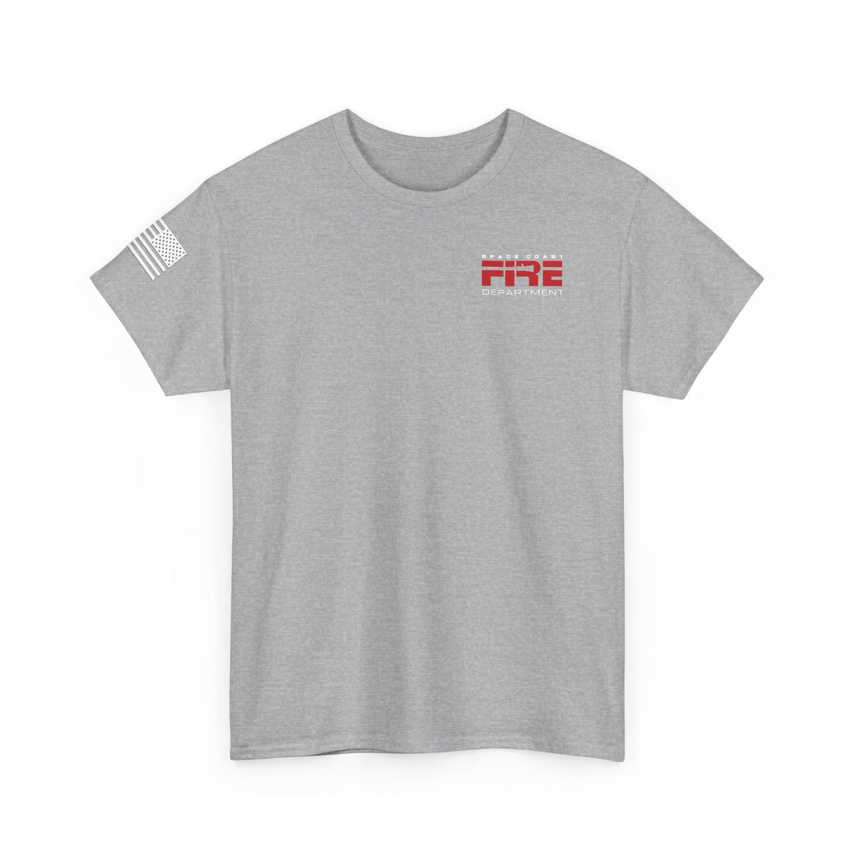 Space Center Fire Rescue Rocket Launch T-Shirt, American Flag Sleeve, Space Coast Fire Dept Firefighter Tee, First Responder Gift