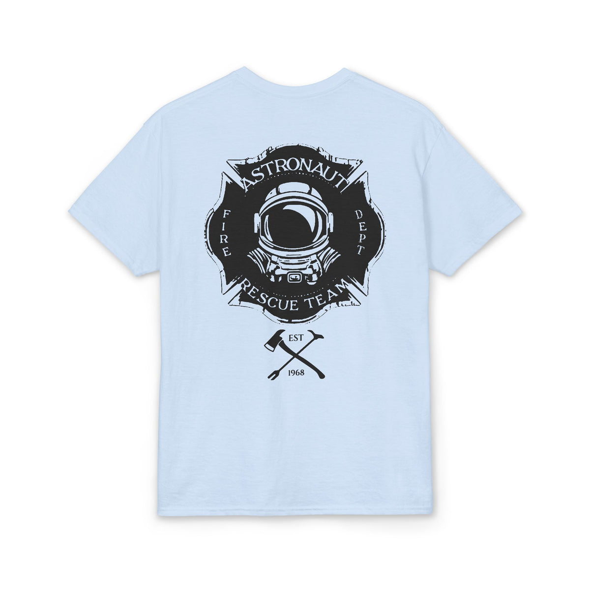 Astronaut Rescue Team Cotton-Poly DryBlend Tee, Firefighter Work Tee, Space Center Fire Rescue Shirt, Rocket Launch First Responder Gift