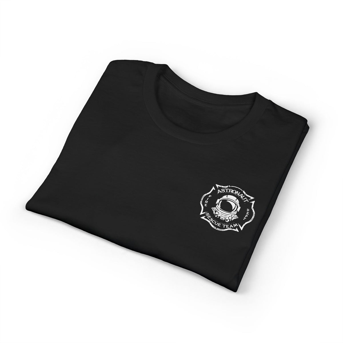 Astronaut Rescue Team Cotton-Poly DryBlend Tee, Firefighter Work Tee, Space Center Fire Rescue Shirt, Rocket Launch First Responder Gift