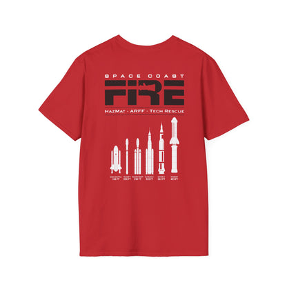 Space Center Fire Rescue T-Shirt, Firefighter Rocket Launch Tee, Fire Dept Maltese Cross Shirt, Space Lover & First Responder Gift