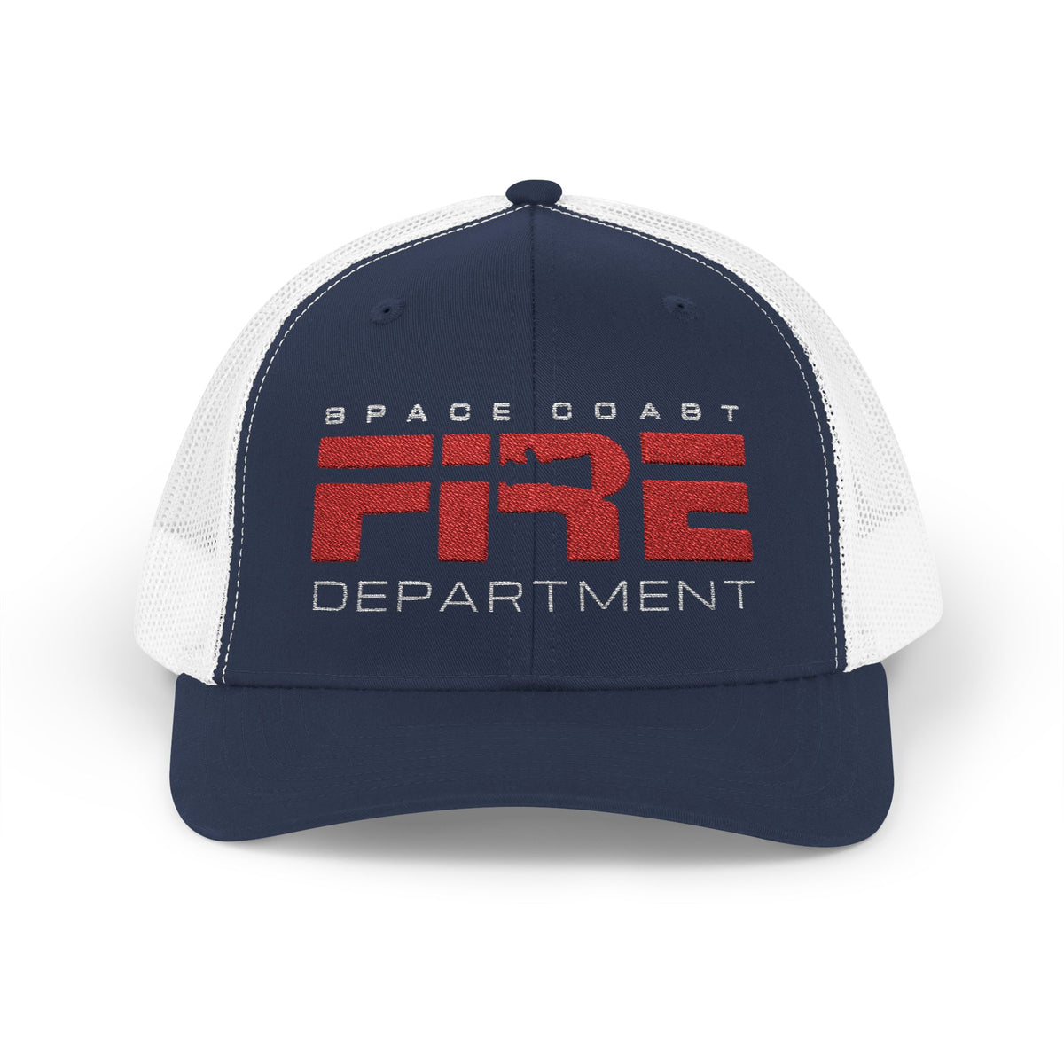 Space Coast Fire Department Trucker Hat, Embroidered Firefighter Cap, Space Center Fire Rescue Gift