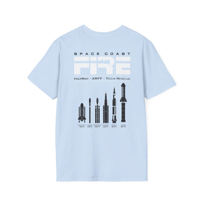 Space Center Fire Rescue T-Shirt, Firefighter Rocket Launch Tee, Fire Dept Maltese Cross Shirt, Space Lover & First Responder Gift
