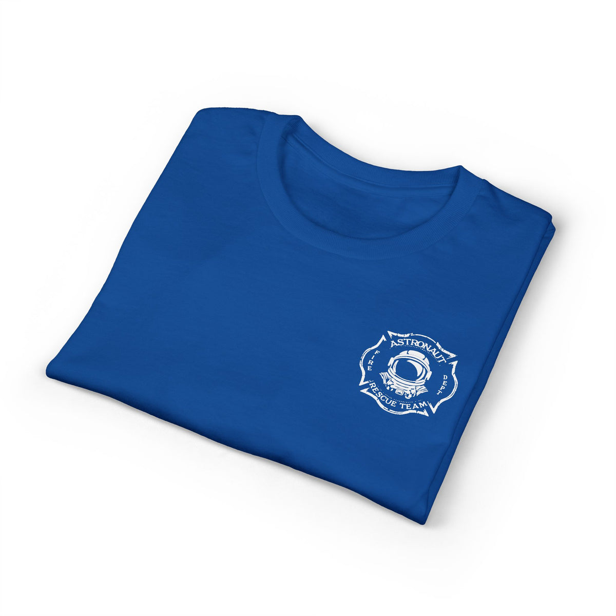 Astronaut Rescue Team Cotton-Poly DryBlend Tee, Firefighter Work Tee, Space Center Fire Rescue Shirt, Rocket Launch First Responder Gift