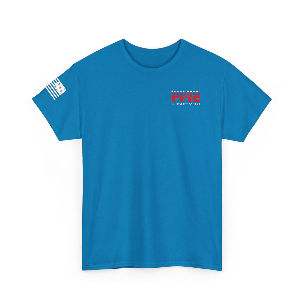 Space Center Fire Rescue Rocket Launch T-Shirt, American Flag Sleeve, Space Coast Fire Dept Firefighter Tee, First Responder Gift