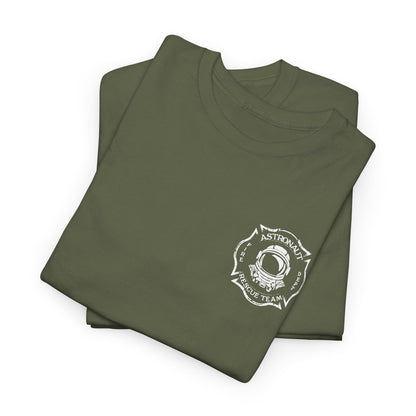 Astronaut Rescue Team 100% Cotton Tee, Durable Firefighter Work Tee, Space Center Fire Rescue Shirt, Rocket Launch First Responder Gift