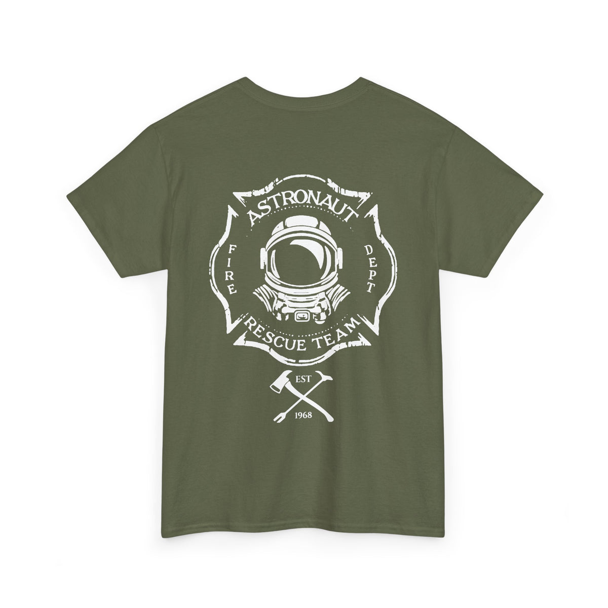 Astronaut Rescue Team 100% Cotton Tee, Durable Firefighter Work Tee, Space Center Fire Rescue Shirt, Rocket Launch First Responder Gift