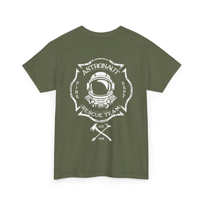 Astronaut Rescue Team 100% Cotton Tee, Durable Firefighter Work Tee, Space Center Fire Rescue Shirt, Rocket Launch First Responder Gift