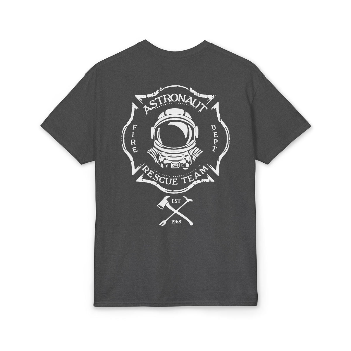 Astronaut Rescue Team Cotton-Poly DryBlend Tee, Firefighter Work Tee, Space Center Fire Rescue Shirt, Rocket Launch First Responder Gift