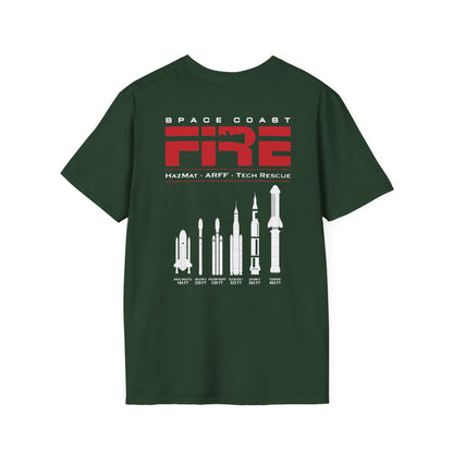 Space Center Fire Rescue T-Shirt, Firefighter Rocket Launch Tee, Fire Dept Maltese Cross Shirt, Space Lover & First Responder Gift