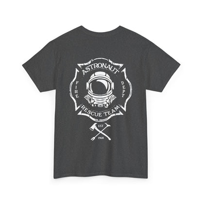 Astronaut Rescue Team 100% Cotton Tee, Durable Firefighter Work Tee, Space Center Fire Rescue Shirt, Rocket Launch First Responder Gift