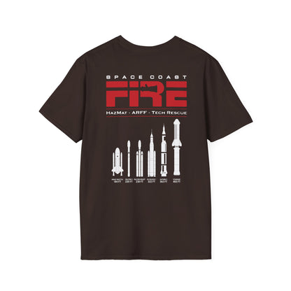 Space Center Fire Rescue T-Shirt, Firefighter Rocket Launch Tee, Fire Dept Maltese Cross Shirt, Space Lover & First Responder Gift