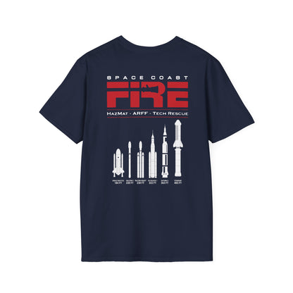 Space Center Fire Rescue T-Shirt, Firefighter Rocket Launch Tee, Fire Dept Maltese Cross Shirt, Space Lover & First Responder Gift
