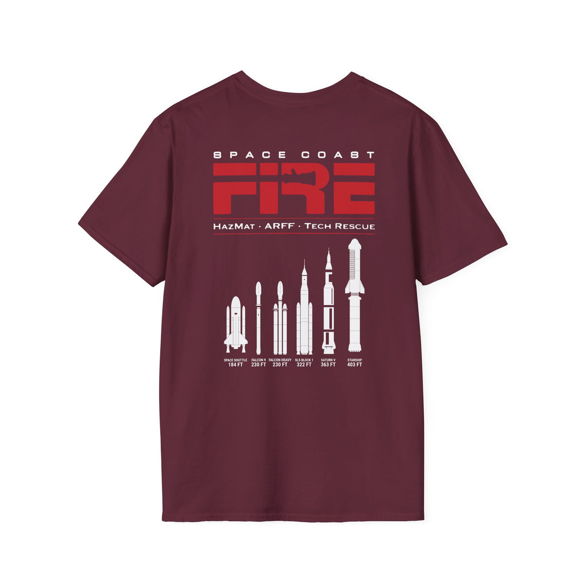 Space Center Fire Rescue T-Shirt, Firefighter Rocket Launch Tee, Fire Dept Maltese Cross Shirt, Space Lover & First Responder Gift