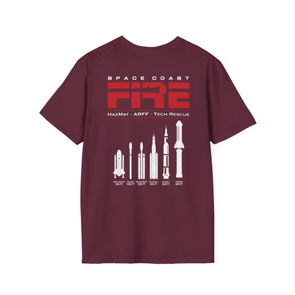 Space Center Fire Rescue T-Shirt, Firefighter Rocket Launch Tee, Fire Dept Maltese Cross Shirt, Space Lover & First Responder Gift